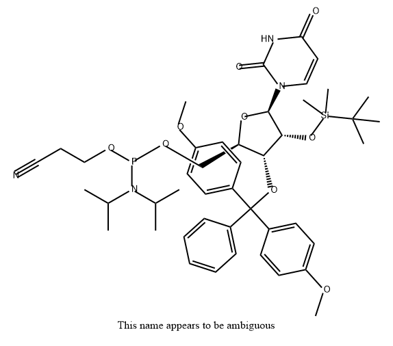 Uridine, 3'-O-[bis(4-methoxyphenyl)phenylmethyl]-2'-O-[(1,1-dimethylethyl)dimethylsilyl]-, 5'-[2-cyanoethyl N,N-bis(1-methylethyl)phosphoramidite] Structure