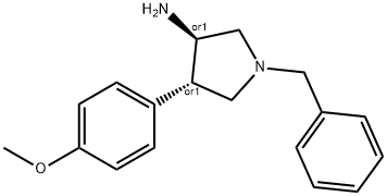 (3S,4R)-1-苄基-4-(4-甲氧基苯基)吡咯烷-3-胺, 1146161-86-5, 结构式