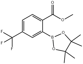 2-(4,4,5,5-四甲基-1,3,2-二氧硼杂环戊烷-2-基)-4-(三氟甲基)苯甲酸甲酯 结构式