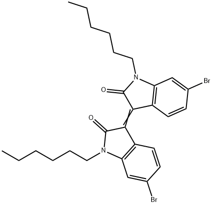 2H-Indol-2-one, 6-bromo-3-(6-bromo-1-hexyl-1,2-dihydro-2-oxo-3H-indol-3-ylidene)-1-hexyl-1,3-dihydro- Structure