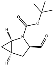 2-Azabicyclo[3.1.0]hexane-2-carboxylic acid, 3-formyl-, 1,1-dimethylethyl ester, (1R,3R,5R)- Struktur