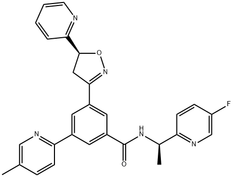 1149750-69-5 Benzamide, 3-[(5S)-4,5-dihydro-5-(2-pyridinyl)-3-isoxazolyl]-N-[(1R)-1-(5-fluoro-2-pyridinyl)ethyl]-5-(5-methyl-2-pyridinyl)-