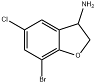 7-Bromo-5-chloro-2,3-dihydro-1-benzofuran-3-amine 结构式