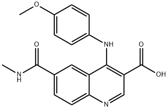 3-Quinolinecarboxylic acid, 4-[(4-methoxyphenyl)amino]-6-[(methylamino)carbonyl]- Struktur