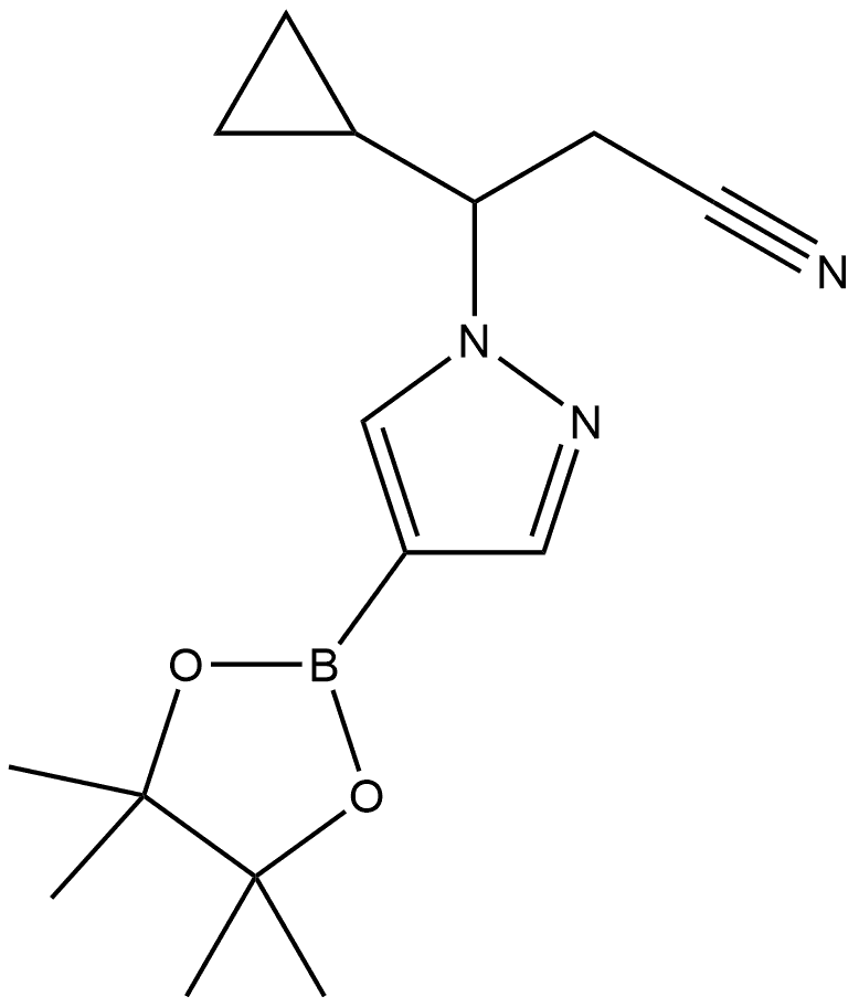 3-环丙基-3-(4-(4,4,5,5-四甲基-1,3,2-二氧杂硼烷-2-基)-1H-吡唑-1-基)丙腈 结构式