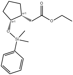 Ethyl 2-(cis-2-((dimethyl(phenyl)silyl)oxy)cyclopentyl)acetate 化学構造式