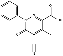 3-Pyridazinecarboxylic acid, 5-cyano-1,6-dihydro-4-methyl-6-oxo-1-phenyl- Structure