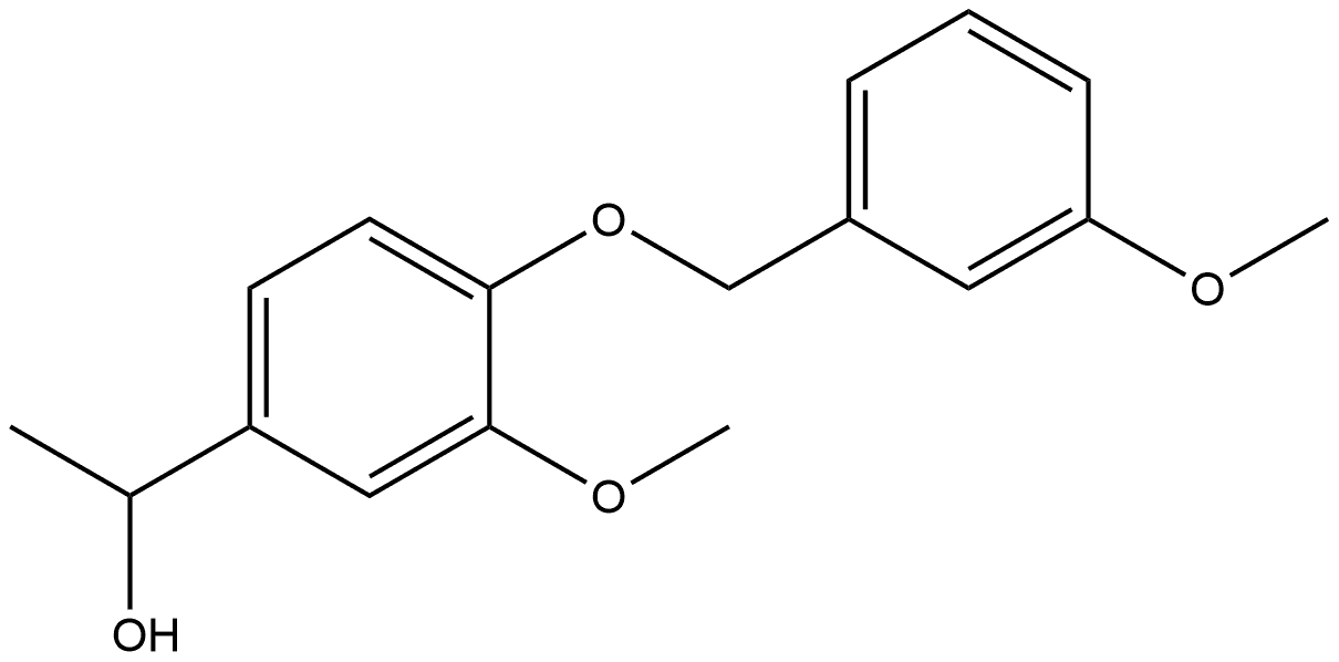 1-{3-methoxy-4-[(3-methoxyphenyl)methoxy]phenyl}ethan-1-ol 化学構造式
