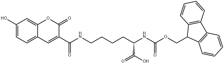 L-Lysine, N2-[(9H-fluoren-9-ylmethoxy)carbonyl]-N6-[(7-hydroxy-2-oxo-2H-1-benzopyran-3-yl)carbonyl]-,1157859-84-1,结构式