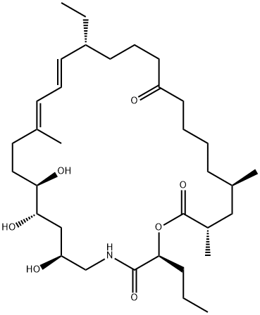 1-Oxa-4-azacyclooctacosa-12,14-diene-3,20,28-trione, 16-ethyl-6,8,9-trihydroxy-12,25,27-trimethyl-2-propyl-, (2S,6S,8S,9R,12E,14E,16R,25R,27S)- (9CI),115932-35-9,结构式