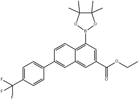 2-Naphthalenecarboxylic acid, 4-(4,4,5,5-tetramethyl-1,3,2-dioxaborolan-2-yl)-7-[4-(trifluoromethyl)phenyl]-, ethyl ester Structure