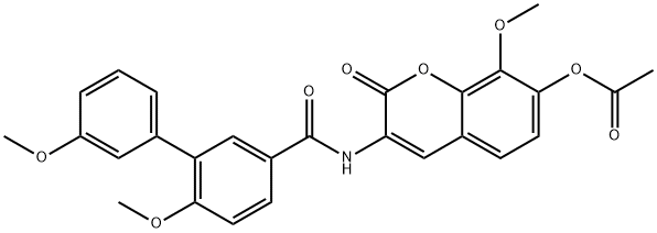 [1,1'-Biphenyl]-3-carboxamide, N-[7-(acetyloxy)-8-methoxy-2-oxo-2H-1-benzopyran-3-yl]-3',6-dimethoxy- Structure