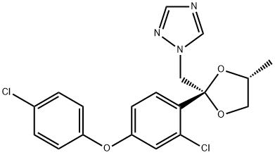 1H-1,2,4-Triazole, 1-[[(2S,4R)-2-[2-chloro-4-(4-chlorophenoxy)phenyl]-4-methyl-1,3-dioxolan-2-yl]methyl]- Structure