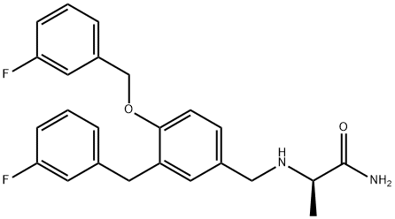 Propanamide, 2-[[[4-[(3-fluorophenyl)methoxy]-3-[(3-fluorophenyl)methyl]phenyl]methyl]amino]-, (2R)- Structure