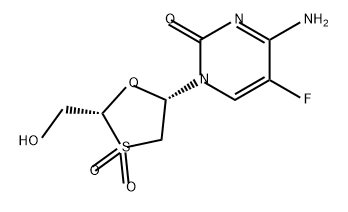 2(1H)-Pyrimidinone, 4-amino-5-fluoro-1-[(2R,5S)-2-(hydroxymethyl)-3,3-dioxido-1,3-oxathiolan-5-yl]- Struktur