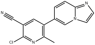 2-Chloro-5-(imidazo[1,2-a]pyridin-6-yl)-6-methylnicotinonitrile 化学構造式