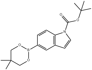 1H-Indole-1-carboxylic acid, 5-(5,5-dimethyl-1,3,2-dioxaborinan-2-yl)-, 1,1-dimethylethyl ester 化学構造式