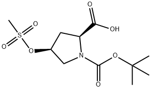 1,2-Pyrrolidinedicarboxylic acid, 4-[(methylsulfonyl)oxy]-, 1-(1,1-dimethylethyl) ester, (2S,4S)- Struktur