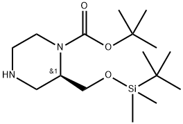 1-Piperazinecarboxylic acid, 2-[[[(1,1-dimethylethyl)dimethylsilyl]oxy]methyl]-, 1,1-dimethylethyl ester, (2R)- Struktur