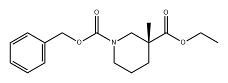 1,3-Piperidinedicarboxylic acid, 3-methyl-, 3-ethyl 1-(phenylmethyl) ester, (3R)- 结构式