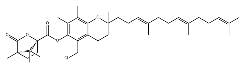 2-Oxabicyclo[2.2.1]heptane-1-carboxylic acid, 4,7,7-trimethyl-3-oxo-, 5-(chloromethyl)-3,4-dihydro-2,7,8-trimethyl-2-[(3E,7E)-4,8,12-trimethyl-3,7,11-tridecatrien-1-yl]-2H-1-benzopyran-6-yl ester, (1S,4R)-