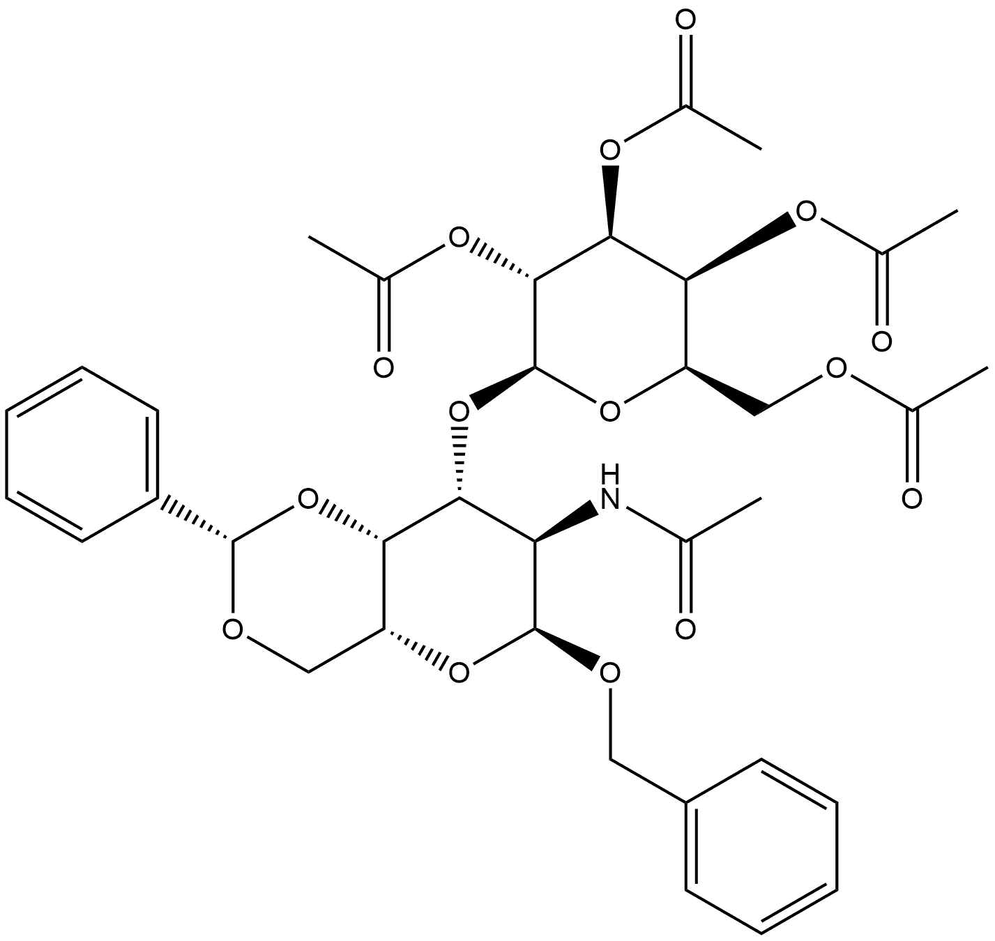 α-D-Galactopyranoside, phenylmethyl 2-(acetylamino)-2-deoxy-4,6-O-(phenylmethylene)-3-O-(2,3,4,6-tetra-O-acetyl-β-D-galactopyranosyl)-, (S)- (9CI)