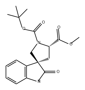 Spiro[3H-indole-3,3'-pyrrolidine]-1',5'-dicarboxylic acid, 1,2-dihydro-2-oxo-, 1'-(1,1-dimethylethyl) 5'-methyl ester, (3S,5'S)- Struktur