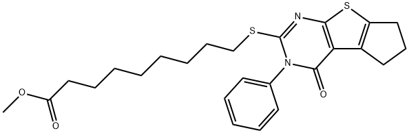 methyl 9-[(1-oxo-2-phenyl-7,8-dihydro-6H-cyclopenta[2,3]thieno[2,4-b]pyrimidin-3-yl)sulfanyl]nonanoate,1172963-39-1,结构式