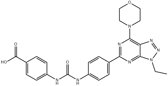 Benzoic acid, 4-[[[[4-[3-ethyl-7-(4-morpholinyl)-3H-1,2,3-triazolo[4,5-d]pyrimidin-5-yl]phenyl]amino]carbonyl]amino]-,1173204-78-8,结构式