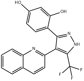 4-(4-(Quinolin-2-yl)-5-(trifluoromethyl)-1H-pyrazol-3-yl)benzene-1,3-diol Struktur