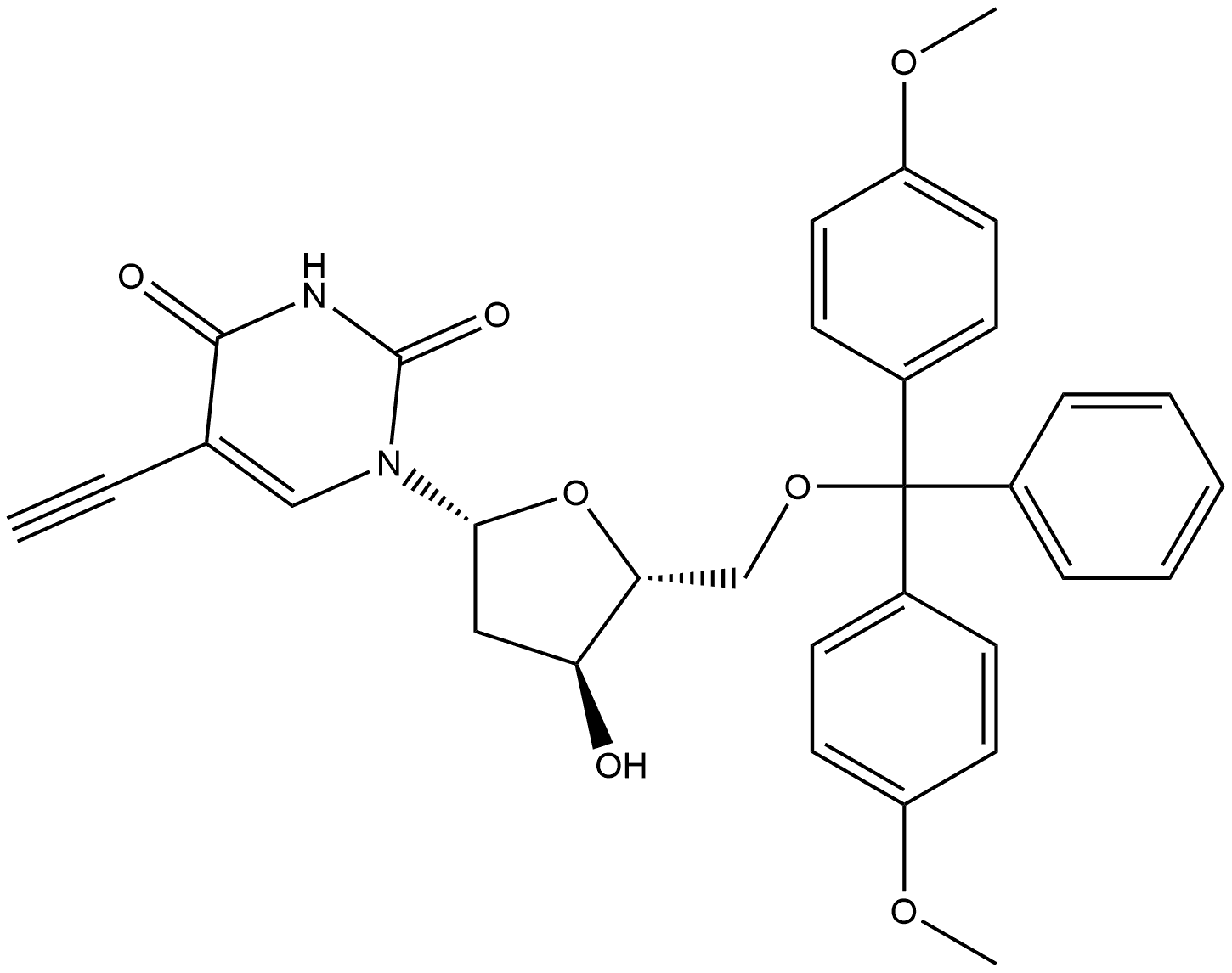 Uridine, 5'-O-[bis(4-methoxyphenyl)phenylmethyl]-2'-deoxy-5-ethynyl- Structure