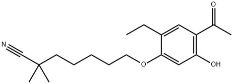 Heptanenitrile, 7-(4-acetyl-2-ethyl-5-hydroxyphenoxy)-2,2-dimethyl- Structure