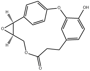 (2S,4R)-13-Hydroxy-3,6,15-trioxatetracyclo[14.2.2.110,14.02,4]henicosa-10,12,14(21),16,18(1),19-hexaene-7-one Struktur