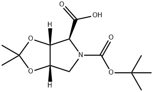 5H-1,3-Dioxolo[4,5-c]pyrrole-4,5-dicarboxylic acid, tetrahydro-2,2-dimethyl-, 5-(1,1-dimethylethyl) ester, (3aR,4S,6aS)- 化学構造式