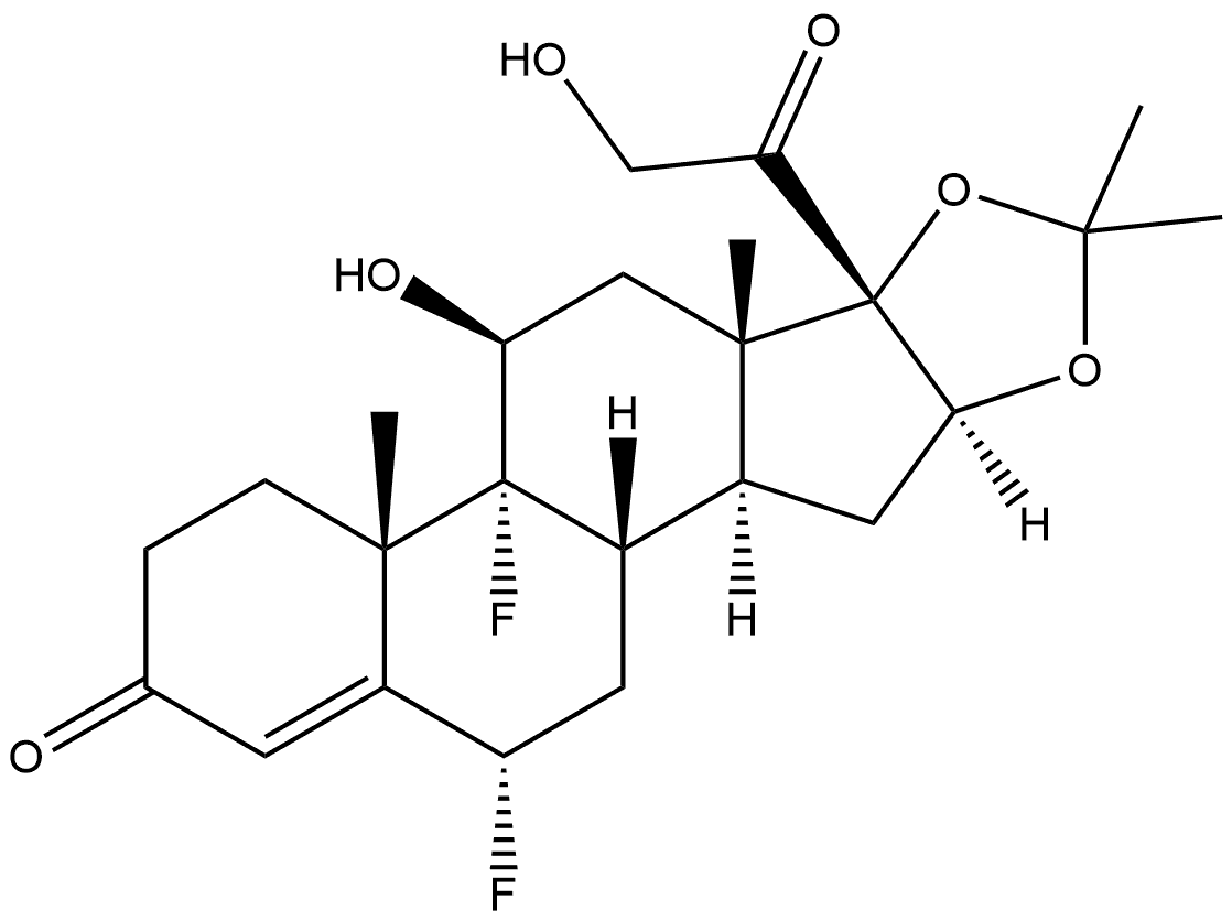 Pregn-4-ene-3,20-dione, 6,9-difluoro-11,21-dihydroxy-16,17-[(1-methylethylidene)bis(oxy)]-, (6α,11β,16α)- (9CI) Structure