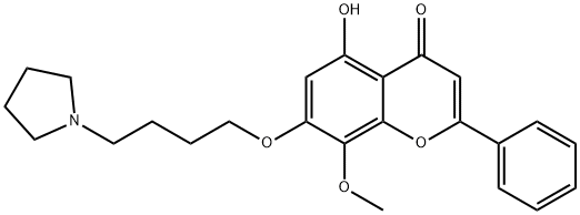 4H-1-Benzopyran-4-one, 5-hydroxy-8-methoxy-2-phenyl-7-[4-(1-pyrrolidinyl)butoxy]-,1178583-19-1,结构式