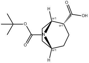 rel-(1R,2R,5R)-8-(tert-butoxycarbonyl)-8-azabicyclo[3.2.1]octane-2-carboxylic acid Struktur