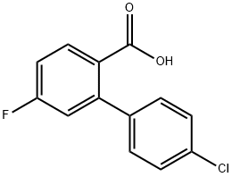 [1,1'-Biphenyl]-2-carboxylic acid, 4'-chloro-5-fluoro- 化学構造式