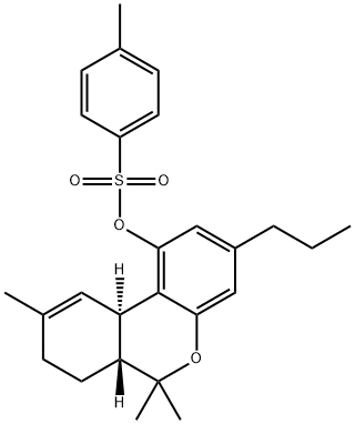 6H-Dibenzo[b,d]pyran-1-ol, 6a,7,8,10a-tetrahydro-6,6,9-trimethyl-3-propyl-, 1-(4-methylbenzenesulfonate), (6aR,10aR)- 化学構造式