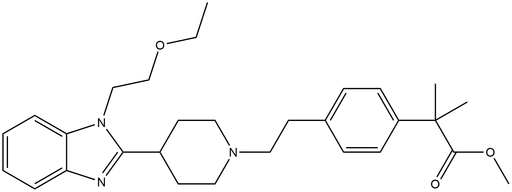 1181267-38-8 Benzeneacetic acid, 4-[2-[4-[1-(2-ethoxyethyl)-1H-benzimidazol-2-yl]-1-piperidinyl]ethyl]-α,α-dimethyl-, methyl ester