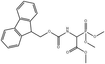 Acetic acid, 2-(dimethoxyphosphinyl)-2-[[(9H-fluoren-9-ylmethoxy)carbonyl]amino]-, methyl ester Structure