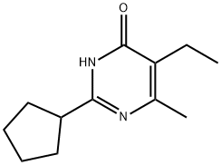 2-Cyclopentyl-5-ethyl-6-methyl-3,4-dihydropyrimidin-4-one 化学構造式