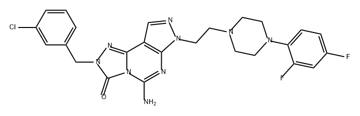 3H-Pyrazolo[4,3-e]-1,2,4-triazolo[4,3-c]pyrimidin-3-one, 5-amino-2-[(3-chlorophenyl)methyl]-7-[2-[4-(2,4-difluorophenyl)-1-piperazinyl]ethyl]-2,7-dihydro- Structure
