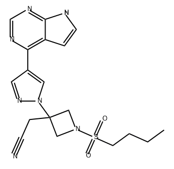 3-Azetidineacetonitrile, 1-(butylsulfonyl)-3-[4-(7H-pyrrolo[2,3-d]pyrimidin-4-yl)-1H-pyrazol-1-yl]- Structure