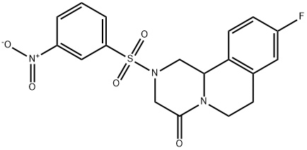 4H-Pyrazino[2,1-a]isoquinolin-4-one, 9-fluoro-1,2,3,6,7,11b-hexahydro-2-[(3-nitrophenyl)sulfonyl]- 化学構造式