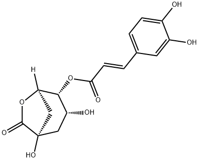 2-Propenoic acid, 3-(3,4-dihydroxyphenyl)-, (1S,3R,4R,5R)-1,3-dihydroxy-7-oxo-6-oxabicyclo[3.2.1]oct-4-yl ester, (2E)-,1188414-37-0,结构式