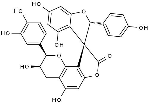 Spiro[benzofuran-3(2H),9'(8'H)-[2H]furo[2,3-h][1]benzopyran]-8'-one, 2'-(3,4-dihydroxyphenyl)-3',4'-dihydro-3',4,5',6-tetrahydroxy-2-(4-hydroxyphenyl)-, (2R,2'R,3S,3'R)-|