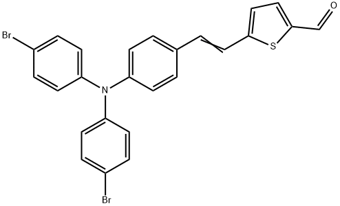 (E)-5-(4-(Bis(4-bromophenyl)-amino)styryl)thiophene-2-carbaldehyde Struktur