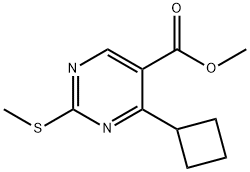 5-Pyrimidinecarboxylic acid, 4-cyclobutyl-2-(methylthio)-, methyl ester Struktur