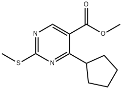 5-Pyrimidinecarboxylic acid, 4-cyclopentyl-2-(methylthio)-, methyl ester Struktur